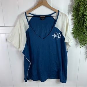 COPY - Harley Davidson Blue White Embellished Tee 3X